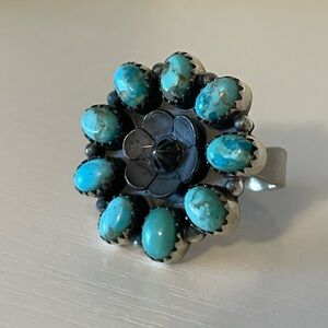 Sterling Silver Turquoise Cluster Ring